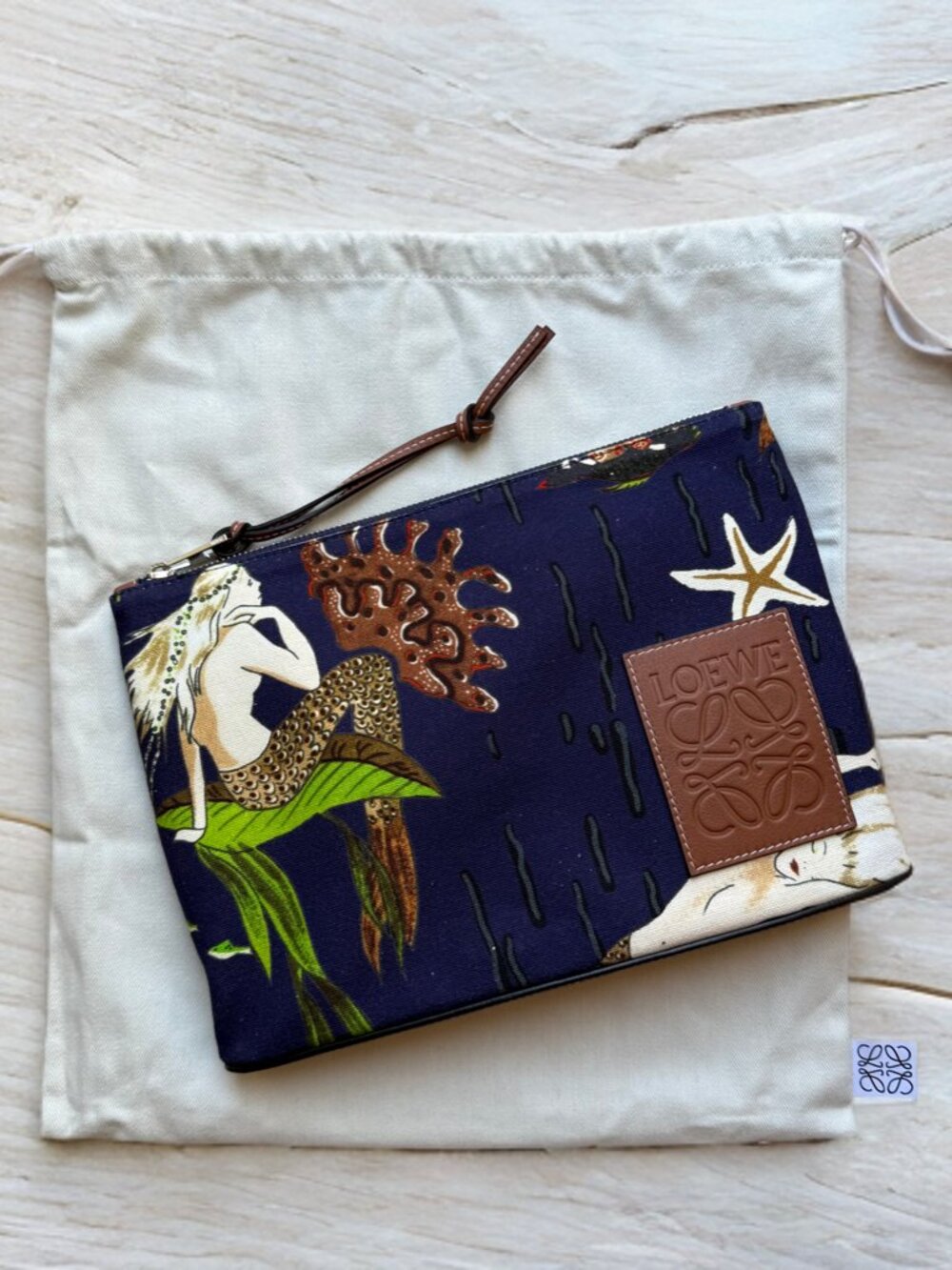 Loewe Paula's Ibiza Mermaid Blue Red Canvas Pouch